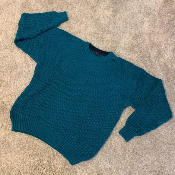 NWT Vintage Cambridge Classics Teal Sweater Chunky Knit Oversized Size Large - Picture 7 of 17
